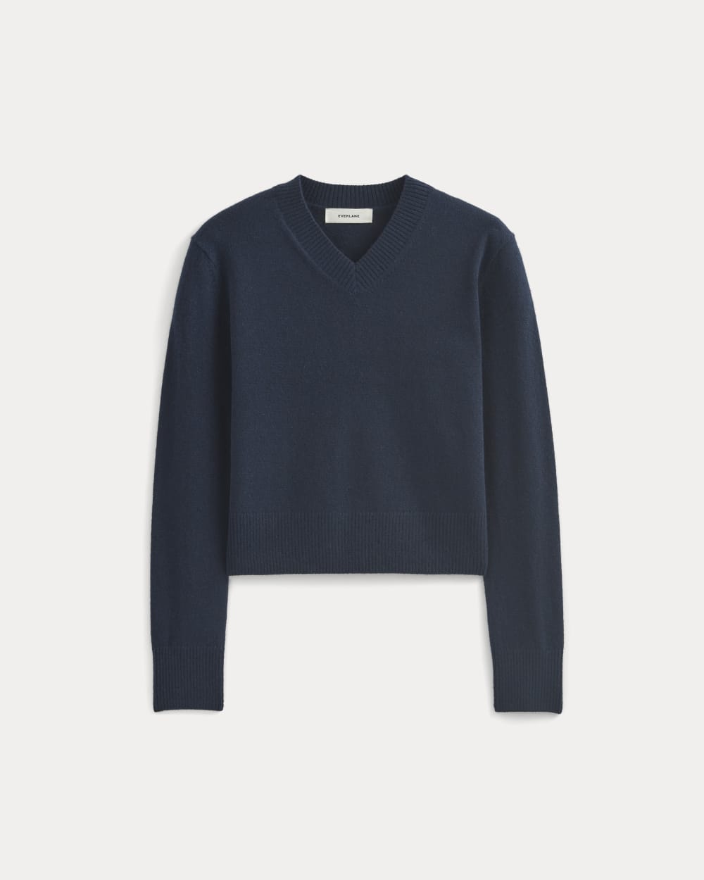 Cashmere Cropped High-V Sweater | Navy