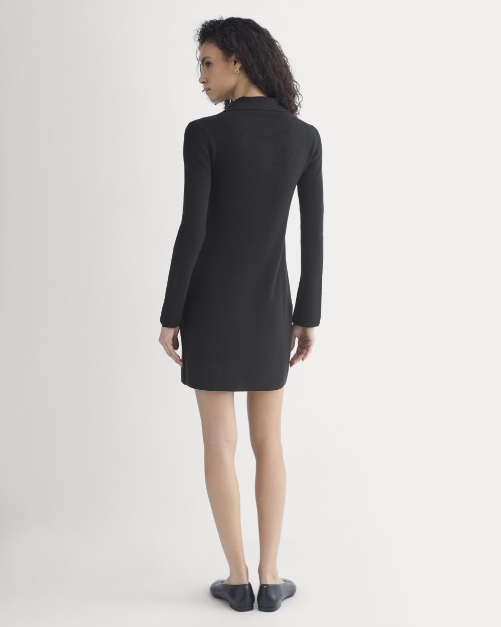 Knit Quarter-Zip Polo Dress | Black