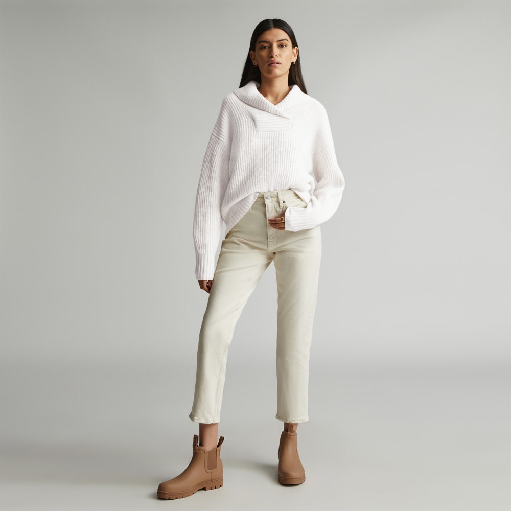 The Felted Merino Shawl Collar Sweater | Heathered Oat