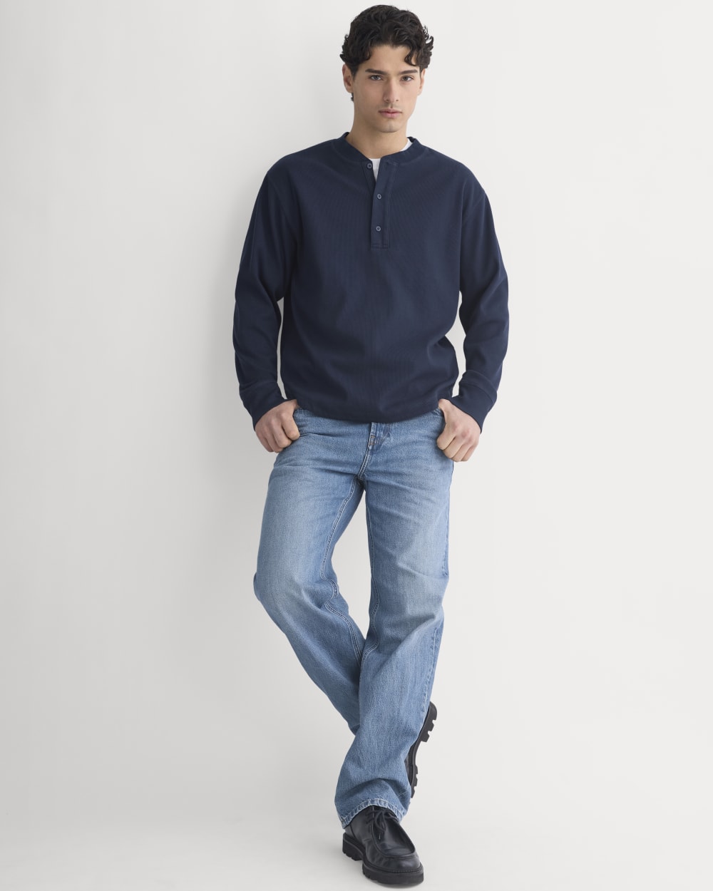 Vintage Rib Henley | Navy