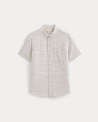 The Classic Short-Sleeve Shirt in Linen | Bone Plaid