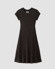 The Rib-Knit Cap-Sleeve Midi Dress | Black