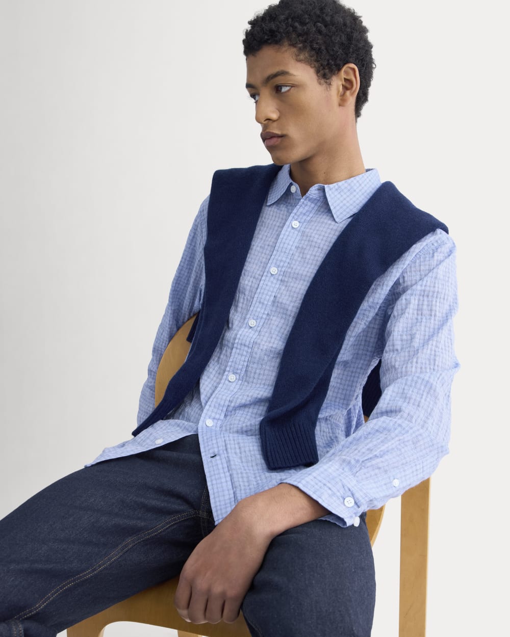 Textured Voile Button-Up Shirt | Open Air Plaid