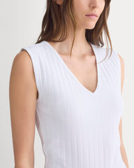 V-Neck Tank in Pointelle | White