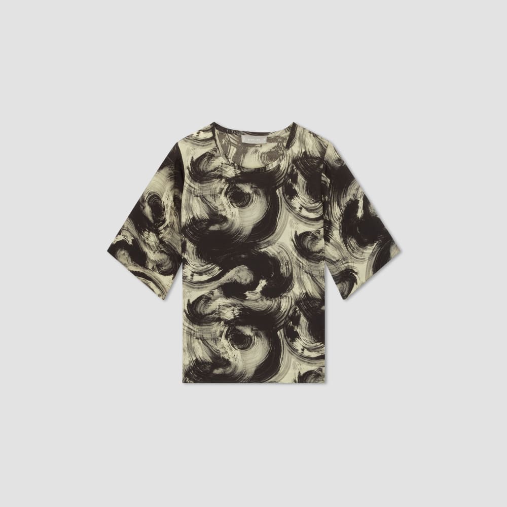 The Satin Relaxed Tee | Pale Yellow / Black