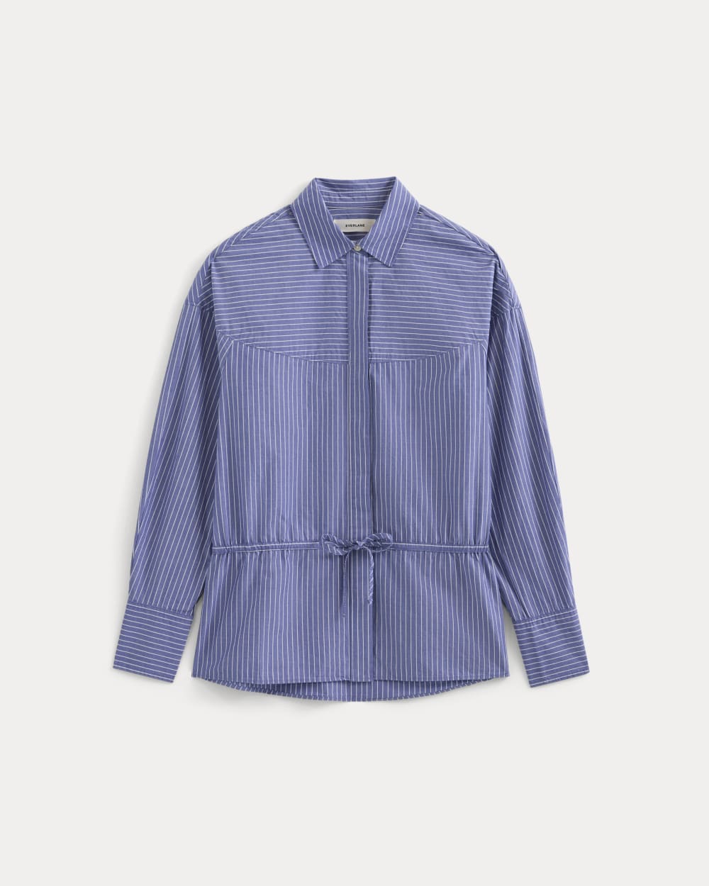 Oversized Cinched Shirt in Ultrasoft Cotton | Mazarine Blue / Optic White