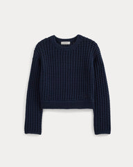 Open-Knit Crew in Elevated Cotton | Navy