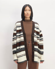 The SuperFuzz Alpaca Cardigan | Bone / Hot Fudge / Heather Charcoal
