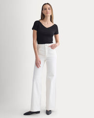 Tissue Short-Sleeve V-Neck Top | Black