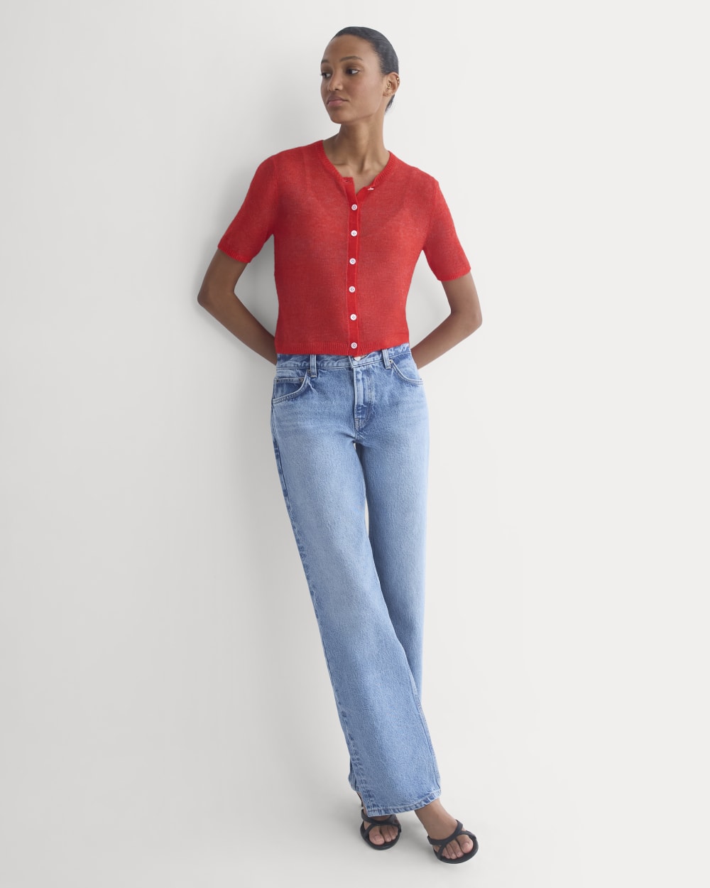 The Air Alpaca™ Short-Sleeve Cardigan | Fiery Red