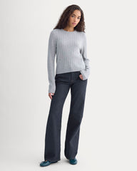 Mix Ribbed Crew in Cashmere | Light Heather Grey