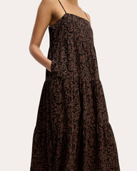 The Gauze Tiered Dress | Black / Cocoa Small Floral