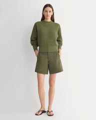 Cropped Ribbed Crew in Everyday Cotton | Mayfly