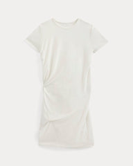 Twisted Short-Sleeve Crew Dress | Bone