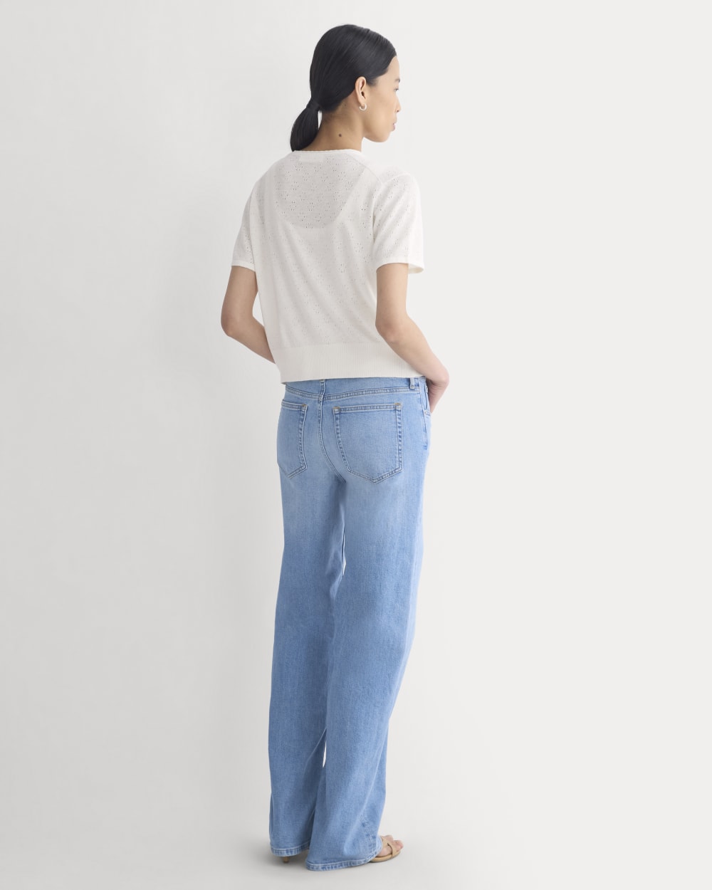 Lace Trim Cardigan in Fine Linen | Bone