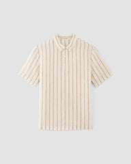 The Linen Short-Sleeve Popover Shirt | Bone / Cornstalk