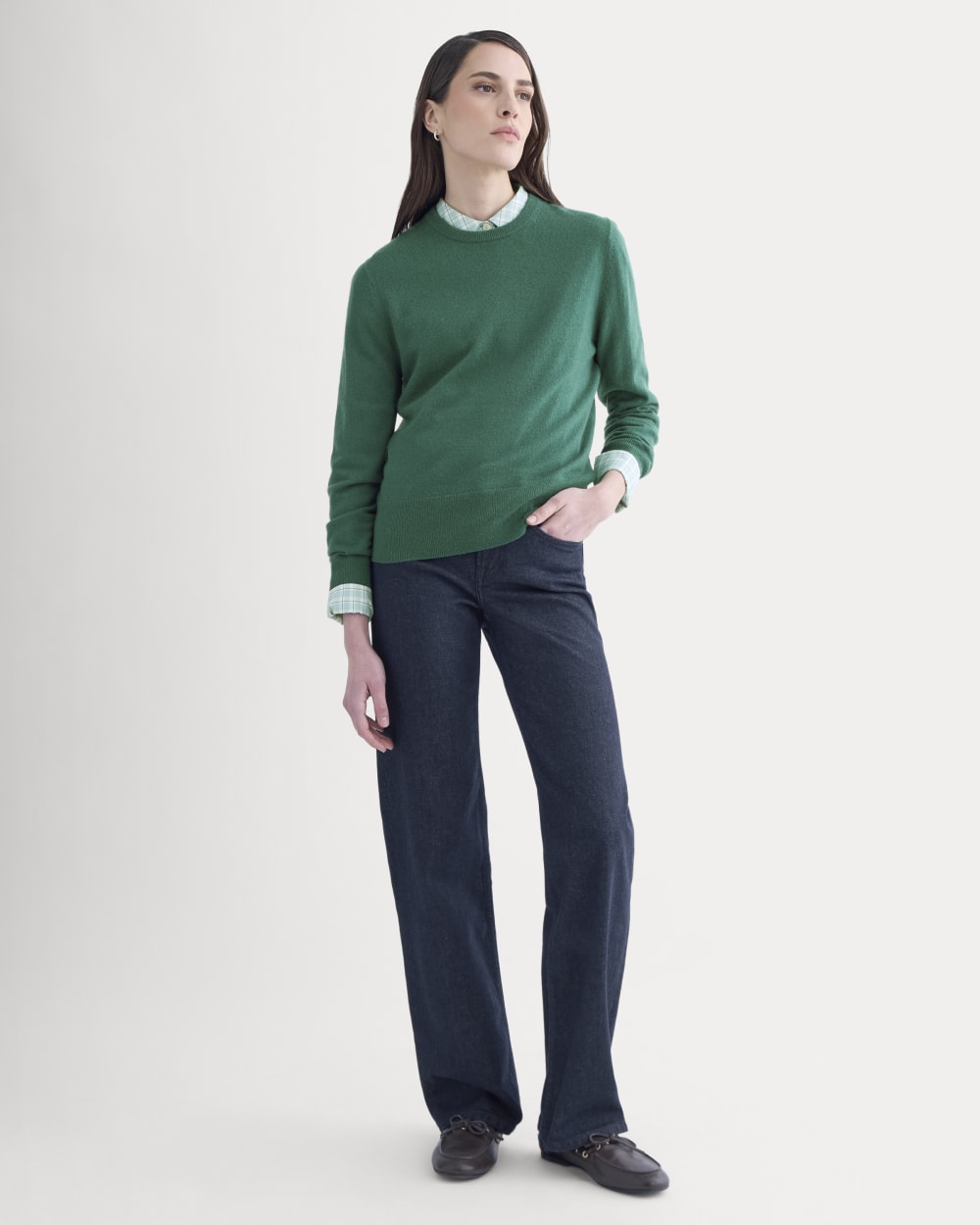 Cashmere Slim Crew Sweater | Hunter Green