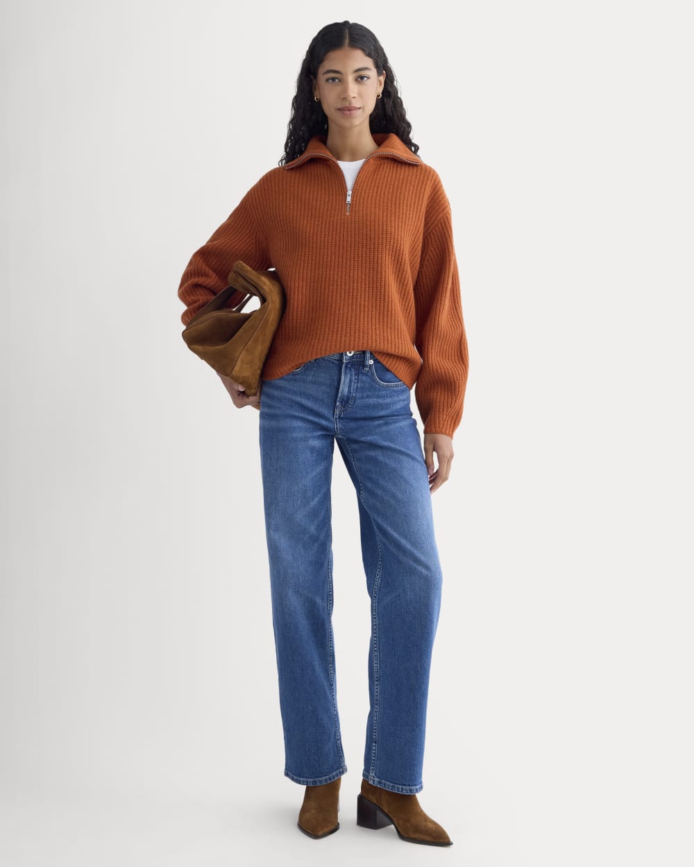 The Half-Zip Sweater in Luxe Merino | Rust Heather