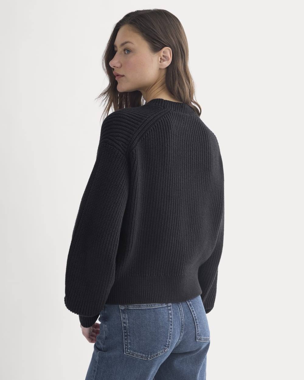 Cropped Ribbed Crew in Everyday Cotton | Black