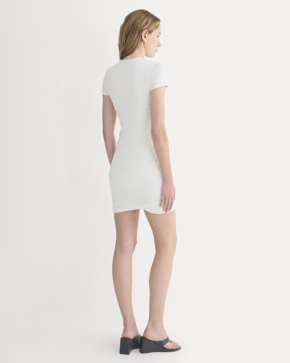 Twisted Short-Sleeve Crew Dress | Bone