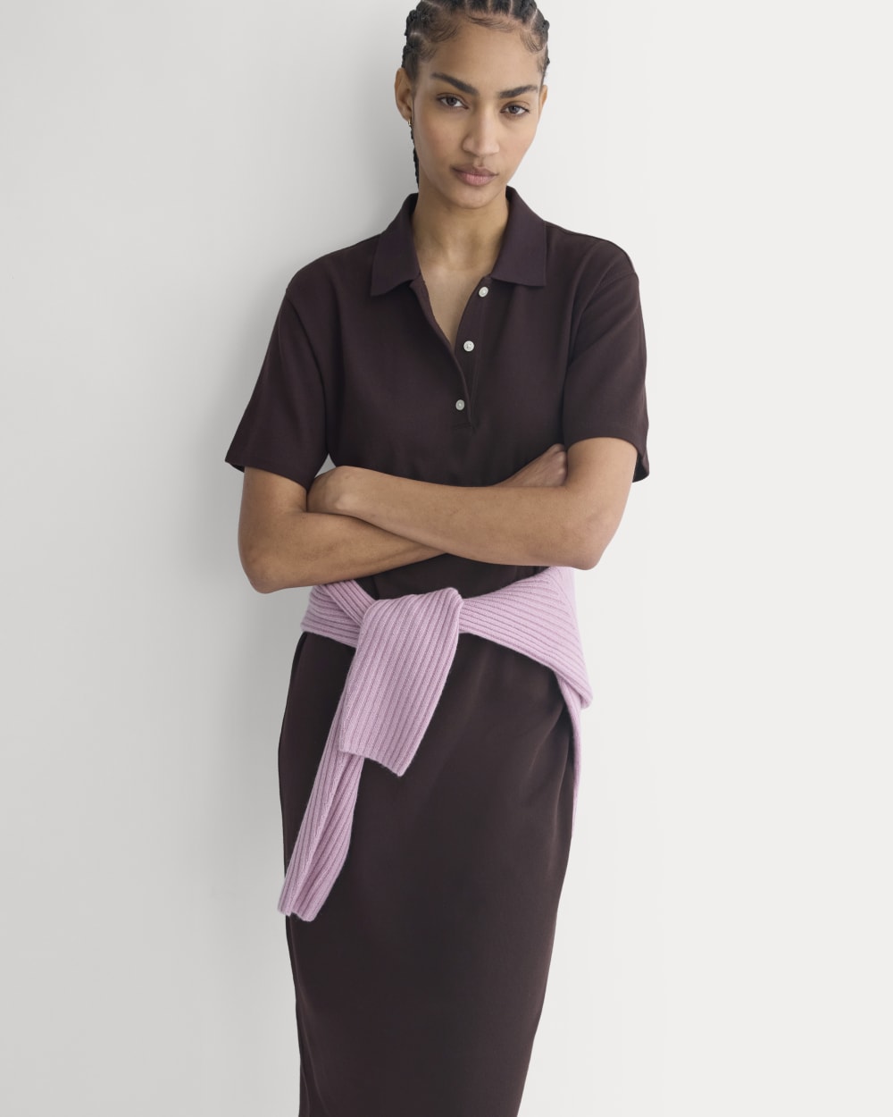 Pique Polo Short-Sleeve Dress | Dark Chocolate