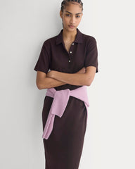 Pique Polo Short-Sleeve Dress | Dark Chocolate