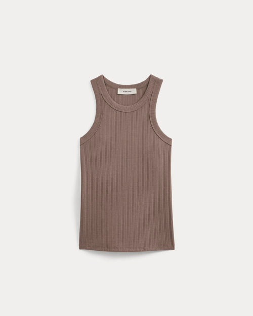 Racerback Tank in Pointelle | Heathered Chocolate Chip