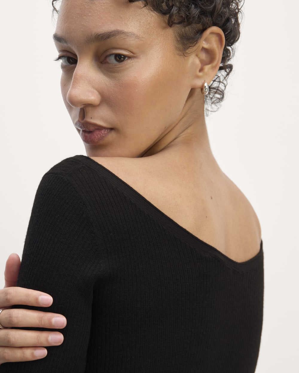 The Off-Shoulder Top in Ultrasoft Merino | Black