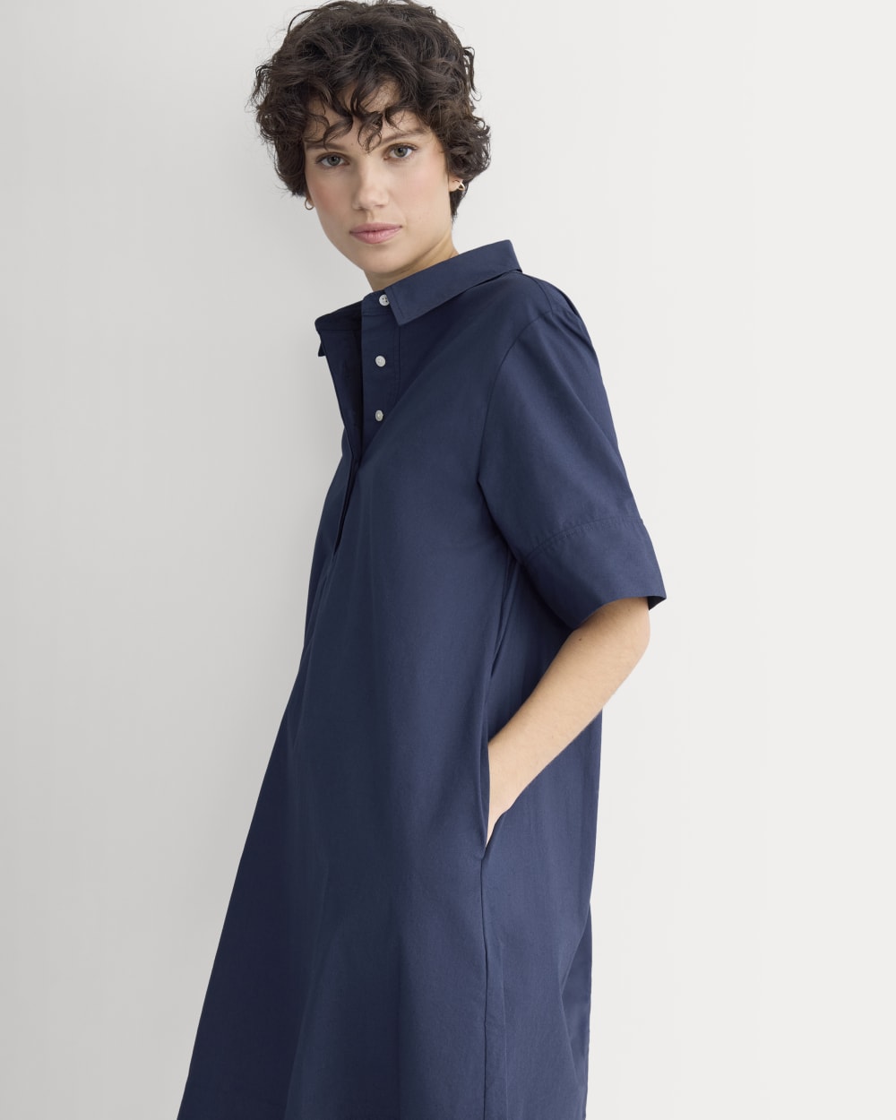 Popover Mini Shirtrdress in Ultrasoft Cotton | Navy
