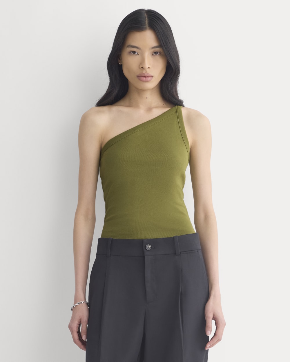 RetroSoft Cotton One-Shoulder Tank | Mayfly