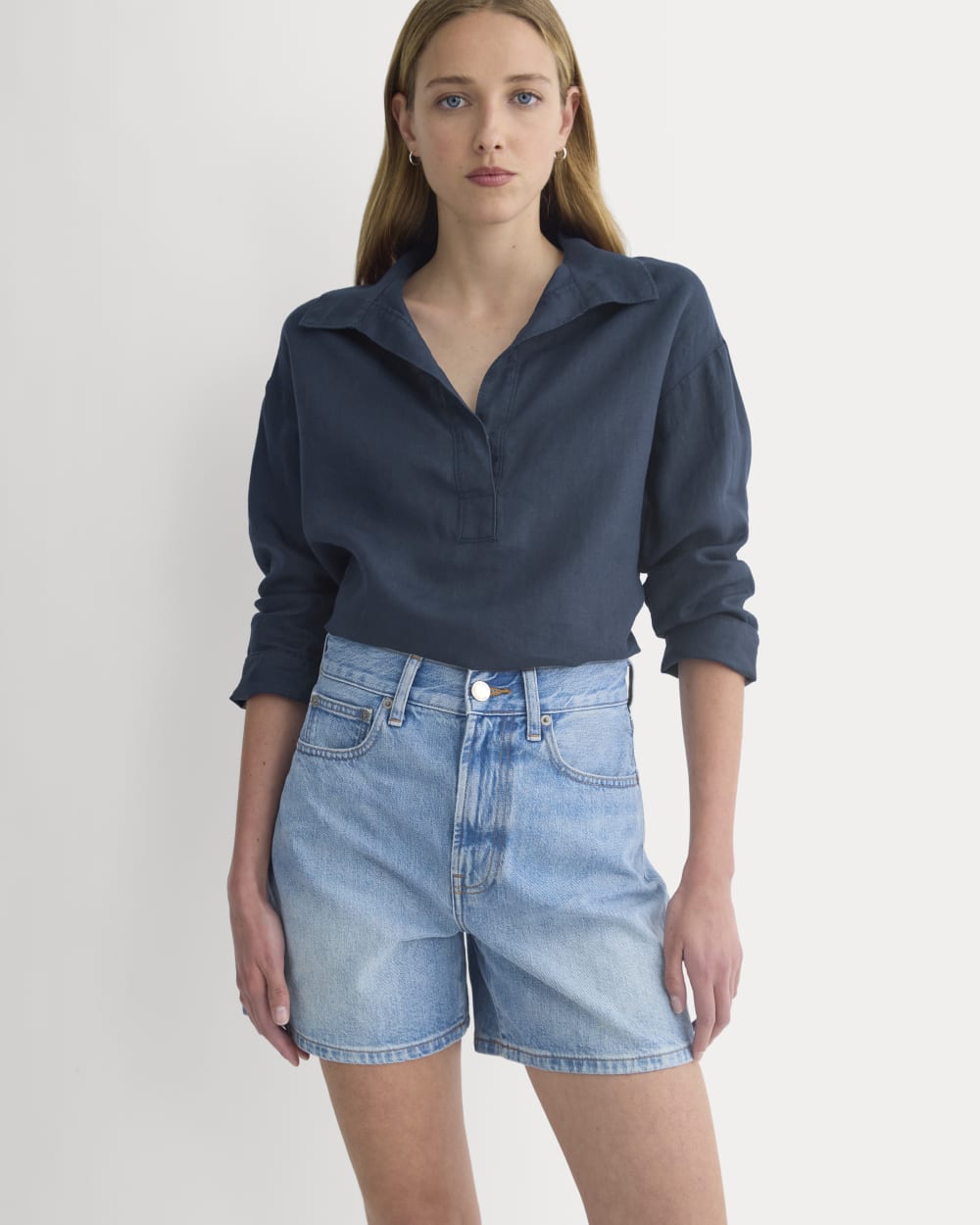 Way-High® A-Line Denim Short | Light Indigo