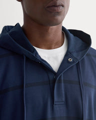 Vintage Rugby Hoodie | Dark Sapphire Stripe
