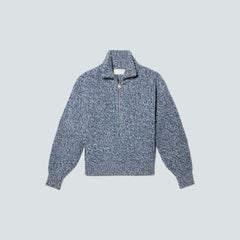 The Half-Zip Sweater in Luxe Merino | Dark Mallard / Oat Twist