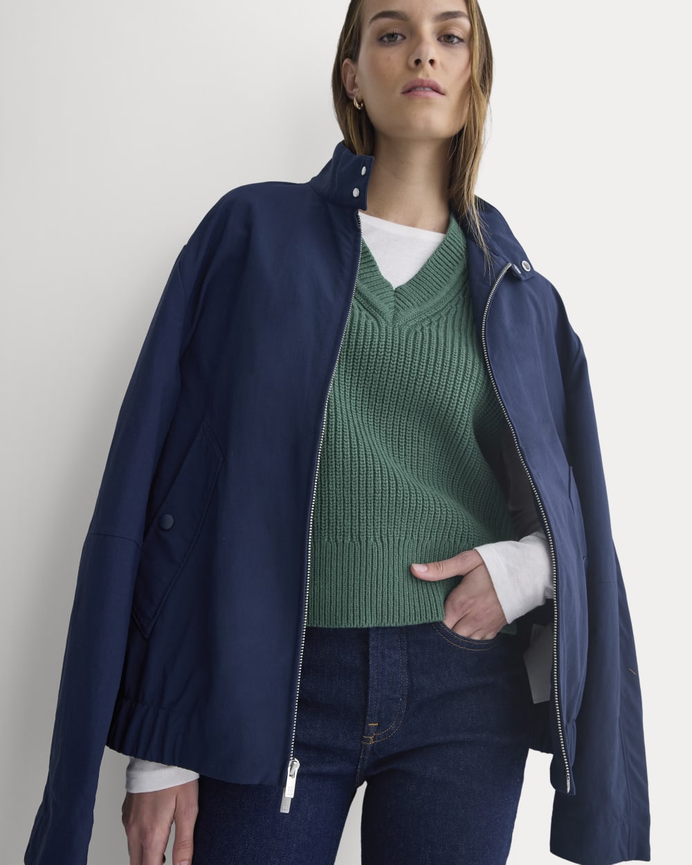 Ribbed V-Neck Vest in Everyday Cotton | Hunter Green