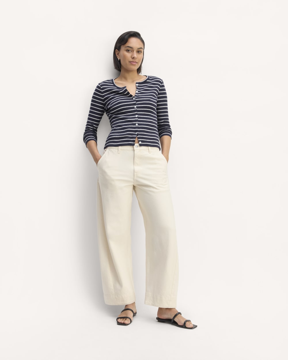 The Vintage Rib Cardigan | Navy / Bone