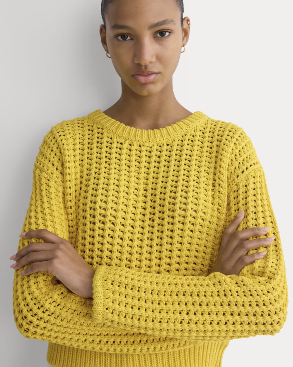 Open-Knit Crew in Elevated Cotton | Passion Fruit