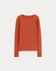 The Luxe Rib Long-Sleeve Crew | Rust