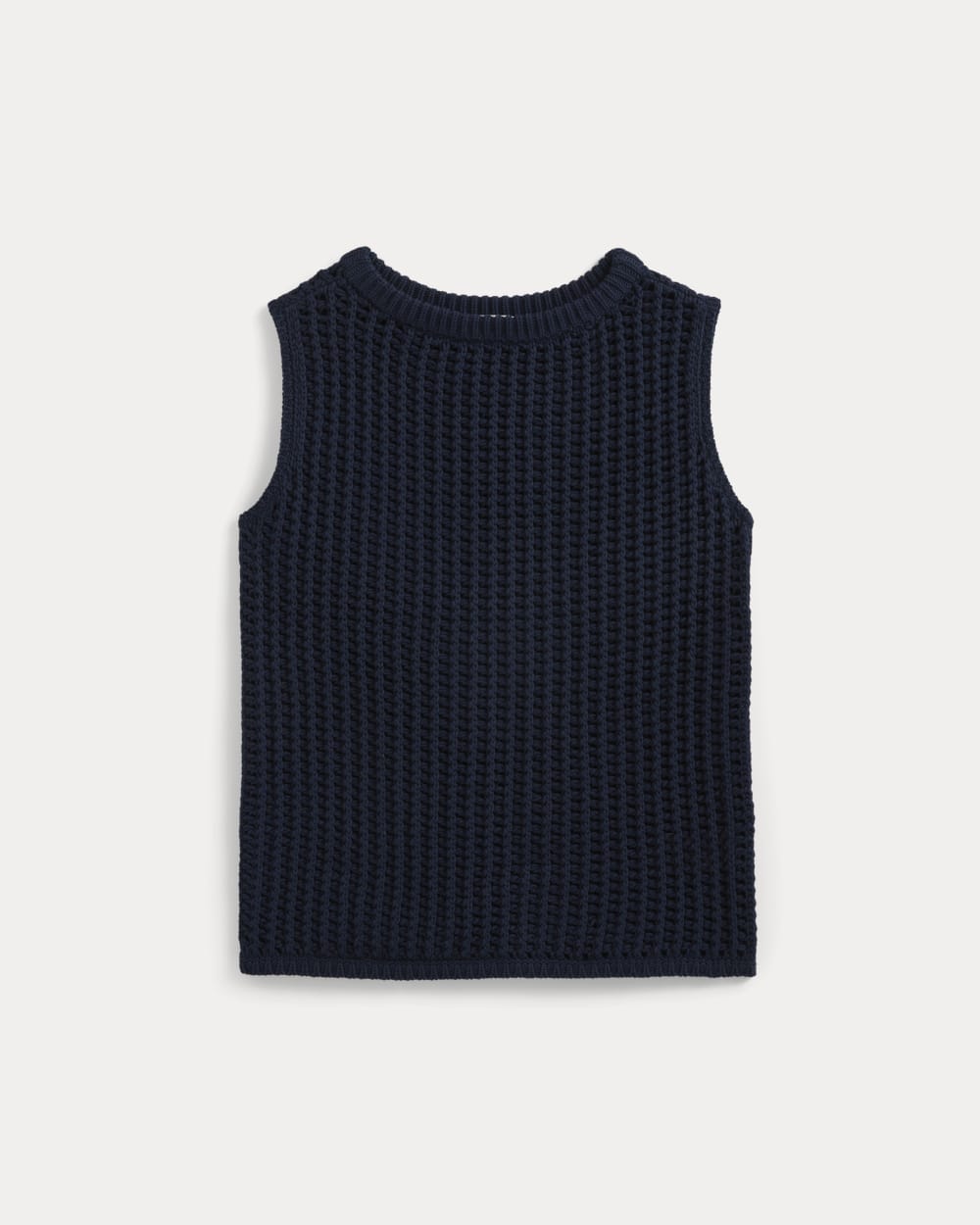 Open-Knit Tunic Vest in Elevated Cotton | Navy