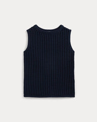 Open-Knit Tunic Vest in Elevated Cotton | Navy
