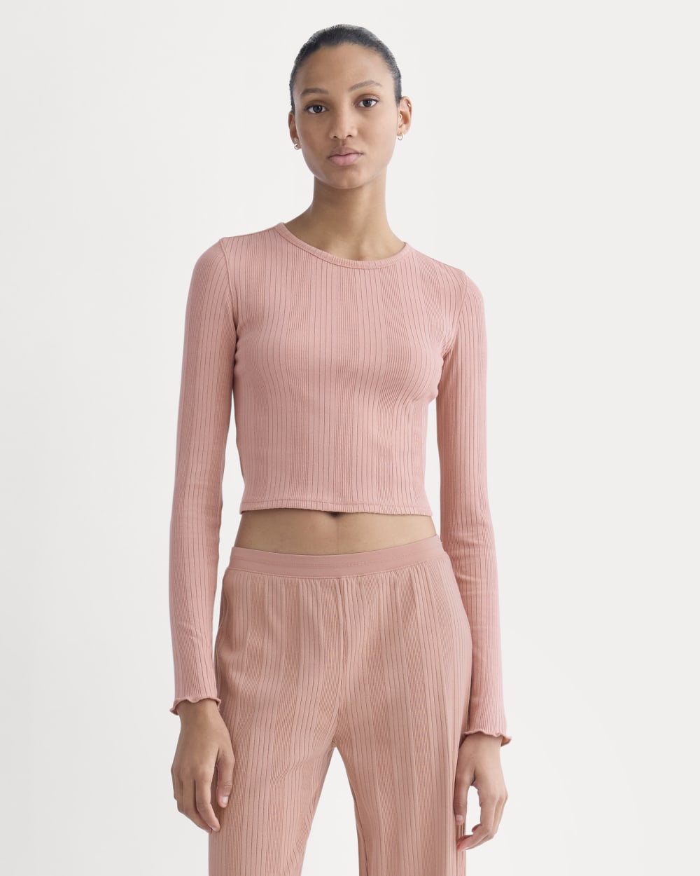 Lounge Rib Cropped Shirt | Ash Rose