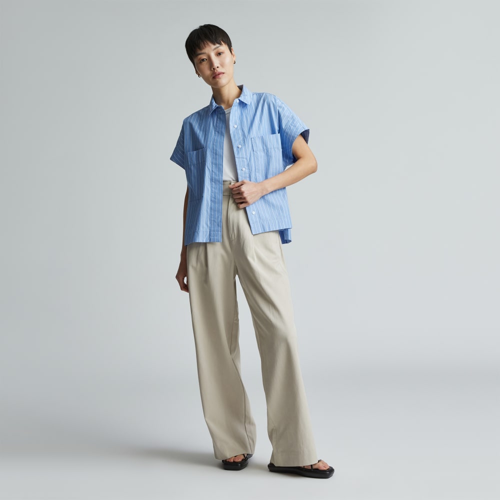 The Short-Sleeve Box Shirt |  Mariner Blue / White