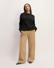 The Cotton Honeycomb Square Crew | Black