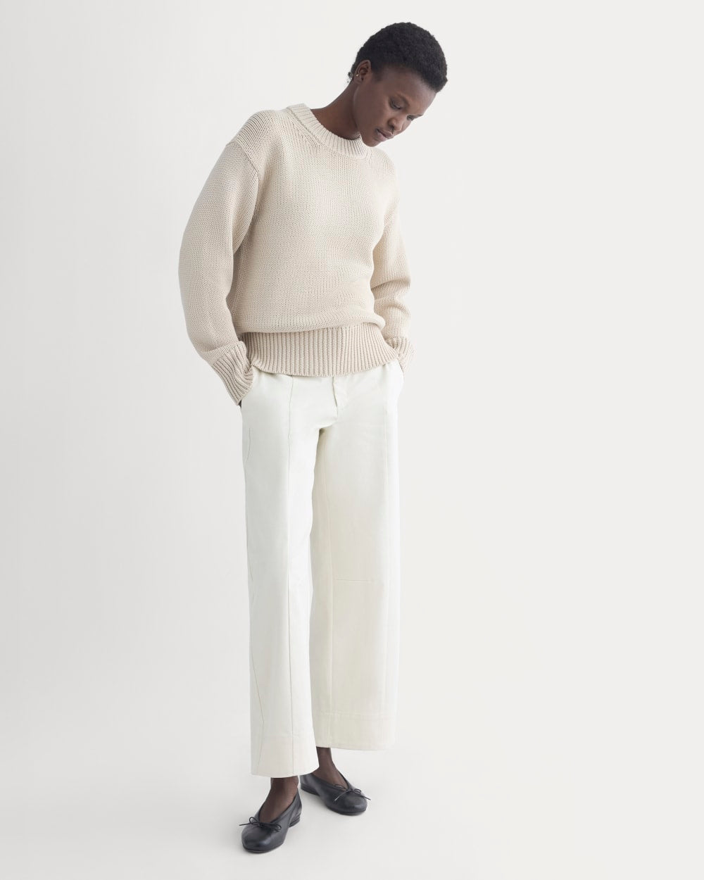Oversized Cocoon Crew in Elevated Cotton | Peyote