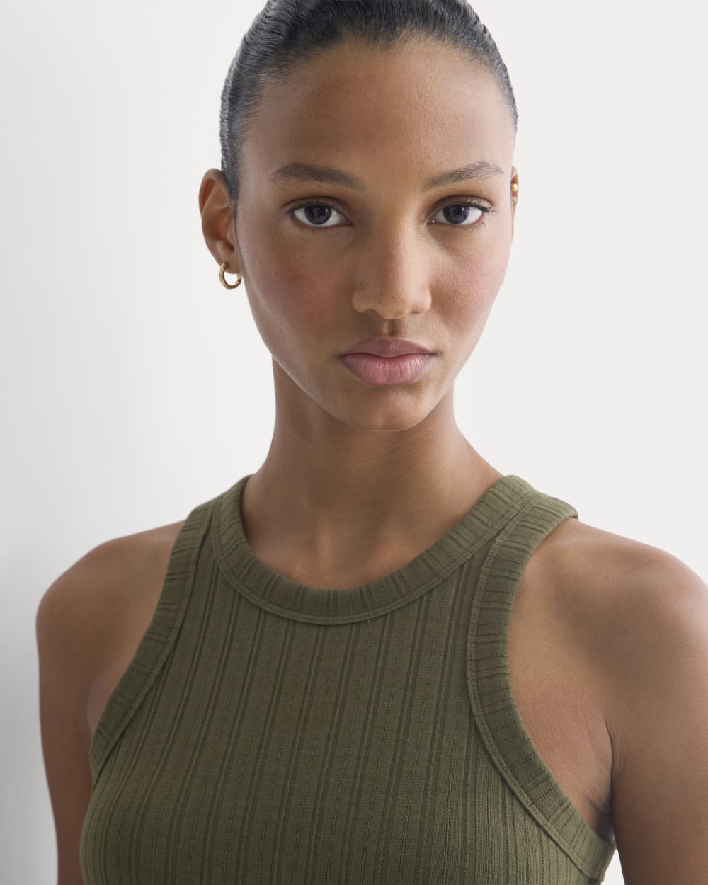 Racerback Tank in Pointelle | Olive Night
