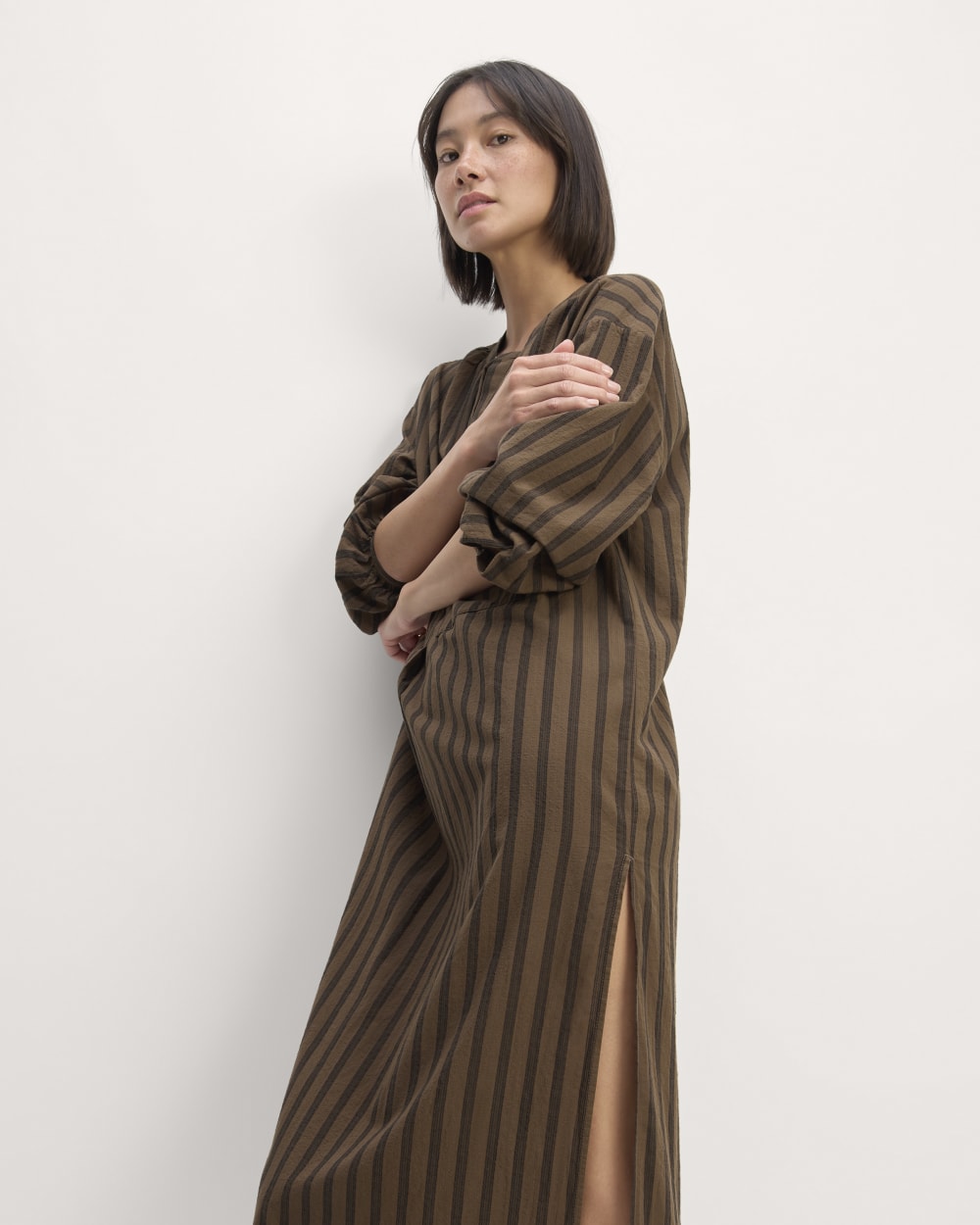 The Gauze Caftan Dress | Cocoa / Black