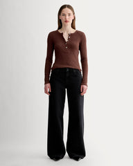 The Cozy Rib Henley | Dark Mahogany