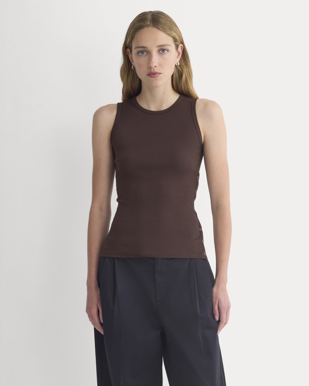 Luxe Rib Side Snap Tank | Coffee Bean