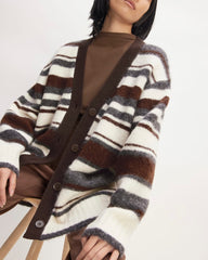 The SuperFuzz Alpaca Cardigan | Bone / Hot Fudge / Heather Charcoal