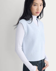 Ribbed V-Neck Vest in Everyday Cotton | Skywriting