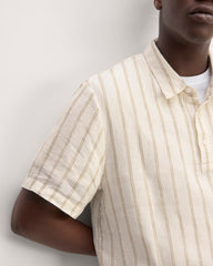 The Linen Short-Sleeve Popover Shirt | Bone / Cornstalk